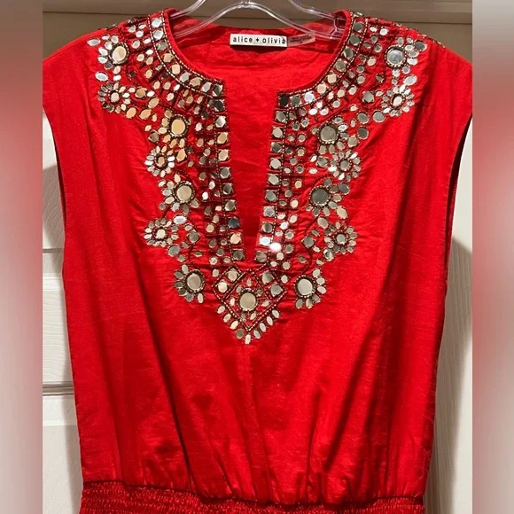 Alice and Olivia Mirrored Red Dress Sz 0 - Picture 2 of 6